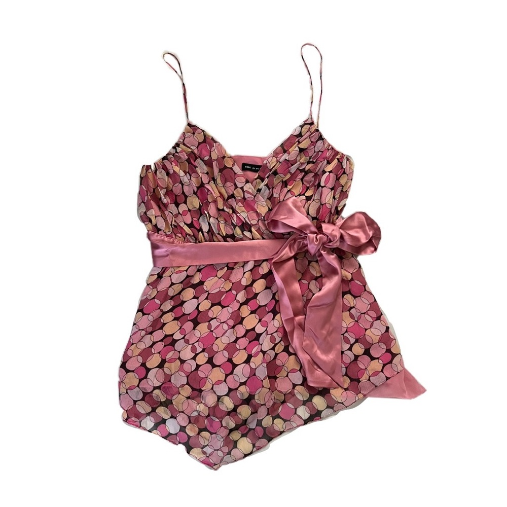 Pink Polka Dot Sleeveless Top with Bow